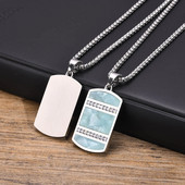 Mprainbow Dog Tag karoliai vyrams su CZ akmens inkrustacija, kinų tradicijos žalsvai mėlynos spalvos akmens kvadratinės geometrinės pakabuko apykaklės dovanos