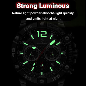 Ανδρικό ρολόι POEDAGAR Quartz Sports Business Πολυτελές ρολόι σιλικόνης 3ATM αδιάβροχο ρολόι ημερομηνίας με φωτεινό Relogio Masculino