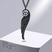 Κολιέ Vnox Viking Knot για άνδρες Γυναικεία, μενταγιόν Angel Devil Wing με κουβανική αλυσίδα 3 χιλιοστών, κοσμήματα Celtic Nordic Almut Collar