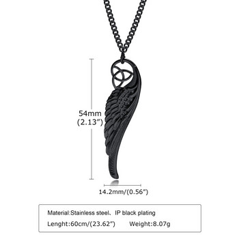 Κολιέ Vnox Viking Knot για άνδρες Γυναικεία, μενταγιόν Angel Devil Wing με κουβανική αλυσίδα 3 χιλιοστών, κοσμήματα Celtic Nordic Almut Collar