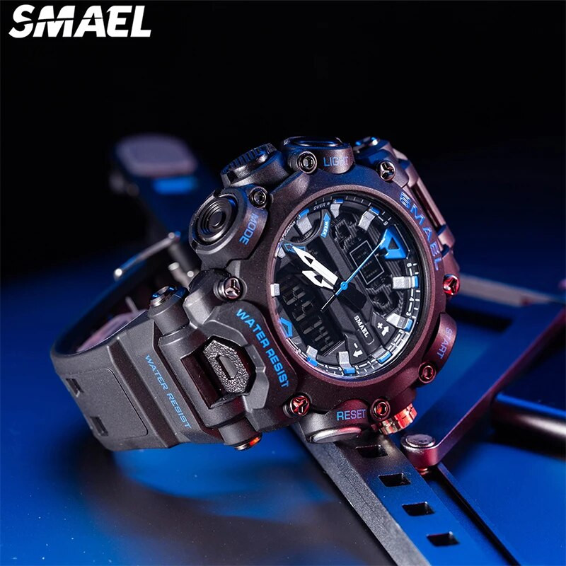 Sportiniai laikrodžiai Vyriški SMAEL prekės ženklo žaisliniai vyriški laikrodžiai Military Army S Shock 50 m Neperšlampami rankiniai laikrodžiai Madingi vyriški laikrodžiai Sportas