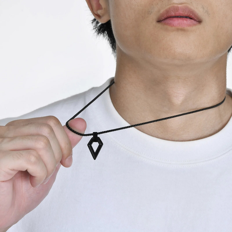 Vyriški paprasti geometriniai karoliai berniukams, vandeniui atsparus nerūdijančio plieno tuščiaviduris kvadratinis daugiakampis pakabukas, dovanos jam papuošalai