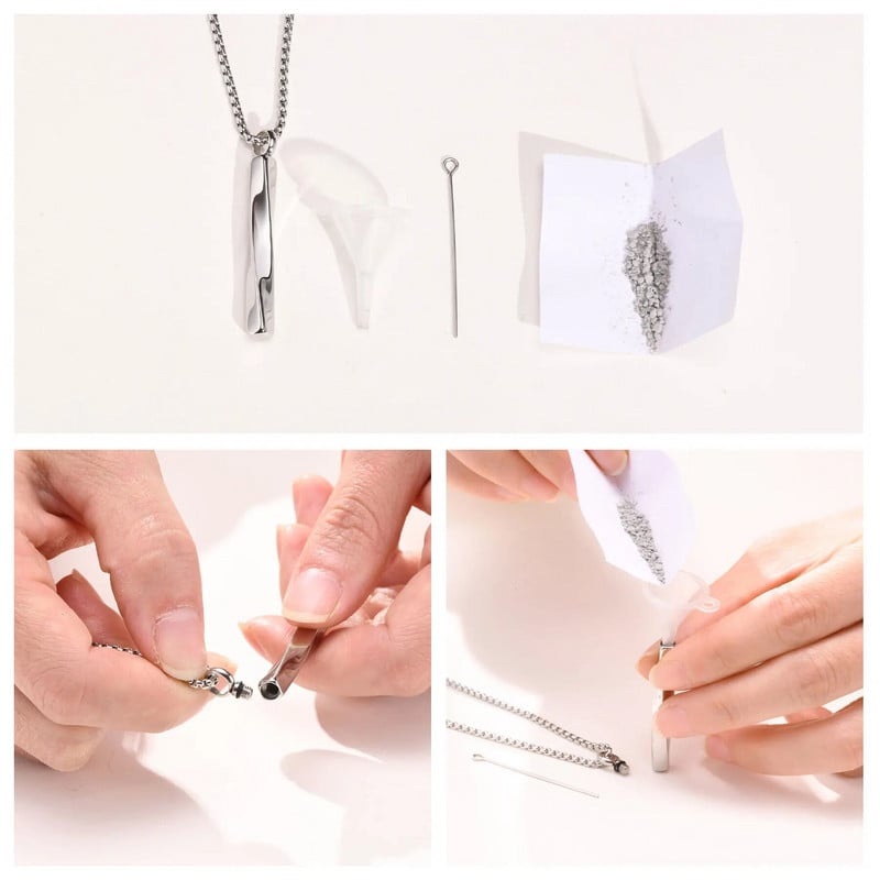 „Vnox“ nerūdijančio plieno „Mobius Bar“ pakabukų karoliai vyrams, paprasti kremavimo pelenų urnos papuošalai, atminimo apykaklės dovanos