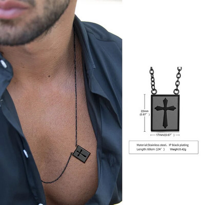 Kaelakee meestele, populaarsed abaluu kaelakeed, Mini Cross Tag Charm, roostevabast terasest julged ja peened meeste ehted