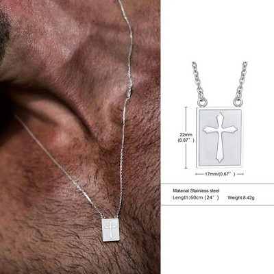 Kaelakee meestele, populaarsed abaluu kaelakeed, Mini Cross Tag Charm, roostevabast terasest julged ja peened meeste ehted