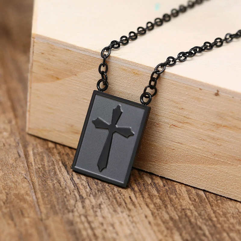 Κολιέ για άνδρες, Δημοφιλή κολιέ με ωμοπλάτη, Μίνι γούρι σταυρού, τολμηρά και σοφιστικέ ανδρικά κοσμήματα από ανοξείδωτο χάλυβα