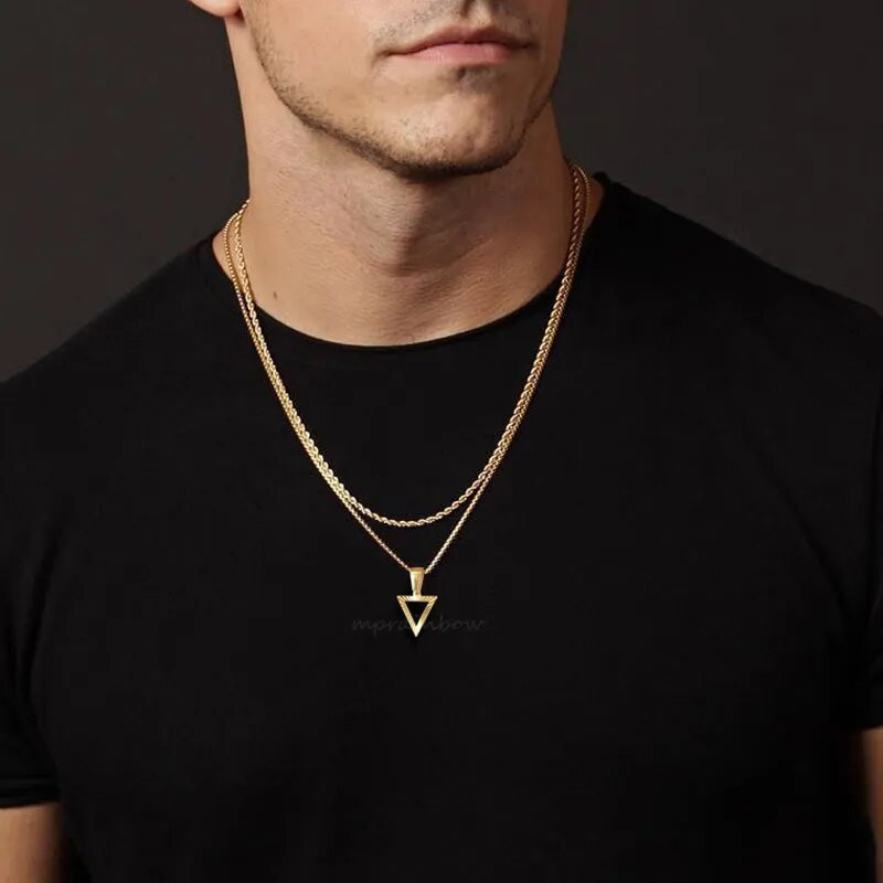 Kullatud meeste kaelakee, reljeefne kiirgusega ristkülikukujuline ripats, roostevabast terasest päikesepõletuse võlu kaelakeed, ehted