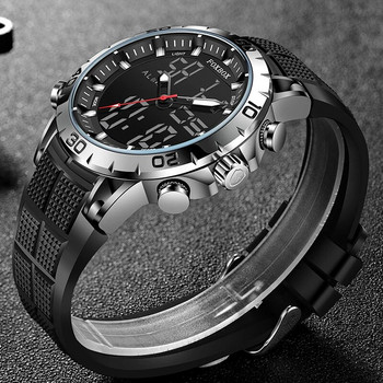 FOXBOX Мъжки часовници Спорт Топ марка Луксозен кварцов часовник с двоен дисплей Мъжки военен водоустойчив часовник Цифров електронен часовник+кутия
