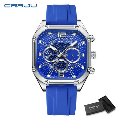 CRRJU madingi sportiniai laikrodžiai su dideliu ciferblatu, unikalūs kvarciniai rankiniai laikrodžiai su Chrongraph automatine data