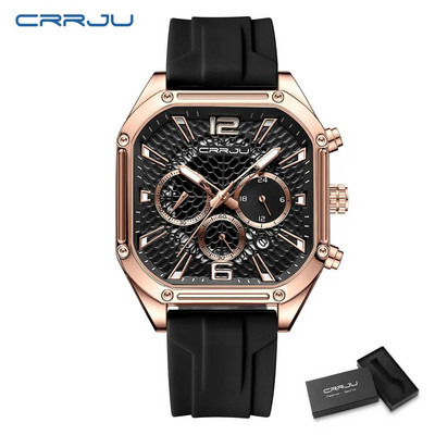 CRRJU madingi sportiniai laikrodžiai su dideliu ciferblatu, unikalūs kvarciniai rankiniai laikrodžiai su Chrongraph automatine data