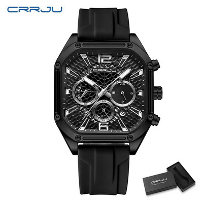 CRRJU madingi sportiniai laikrodžiai su dideliu ciferblatu, unikalūs kvarciniai rankiniai laikrodžiai su Chrongraph automatine data