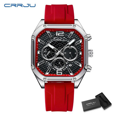 CRRJU madingi sportiniai laikrodžiai su dideliu ciferblatu, unikalūs kvarciniai rankiniai laikrodžiai su Chrongraph automatine data