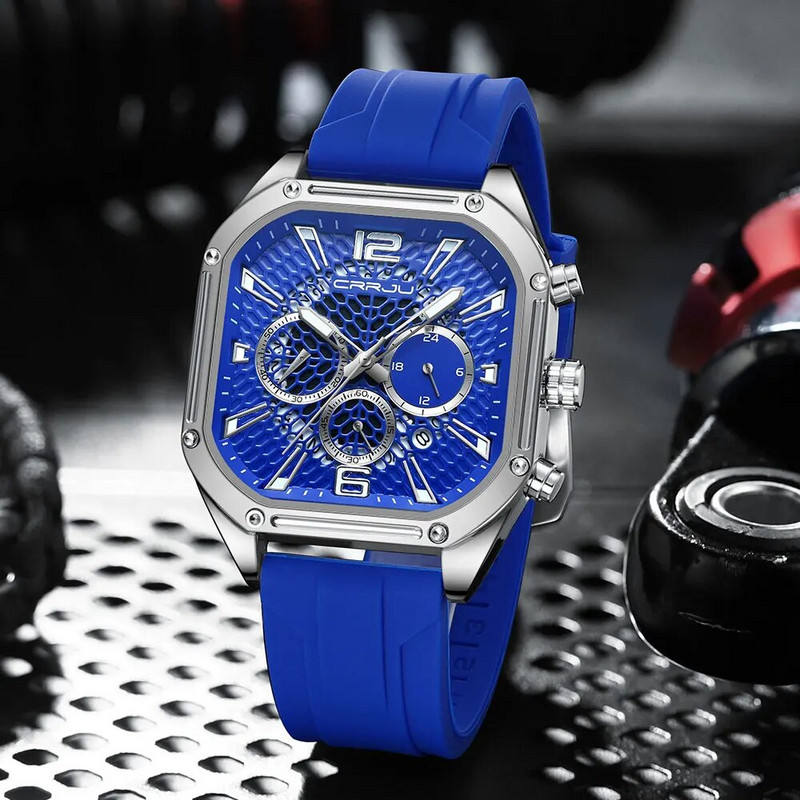 CRRJU madingi sportiniai laikrodžiai su dideliu ciferblatu, unikalūs kvarciniai rankiniai laikrodžiai su Chrongraph automatine data
