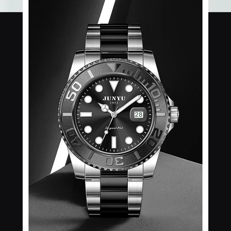 JUNYU Yacht Vyriški laikrodžiai Verslo rankiniai laikrodžiai Aukštos kokybės kalendorius Vandeniui atsparus prabangus rankinis laikrodis Klasikiniai vyriški laikrodžiai