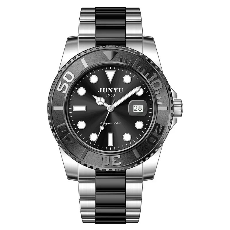 JUNYU Yacht Vyriški laikrodžiai Verslo rankiniai laikrodžiai Aukštos kokybės kalendorius Vandeniui atsparus prabangus rankinis laikrodis Klasikiniai vyriški laikrodžiai