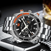 JUNYU prabangus vyriškas laikrodis, automatinio judesio dvigubas kalendorius, savaitgalio sporto laikrodžiai Laisvalaikio verslui vandeniui atsparus rankinis laikrodis