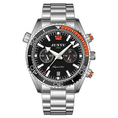 JUNYU prabangus vyriškas laikrodis, automatinio judesio dvigubas kalendorius, savaitgalio sporto laikrodžiai Laisvalaikio verslui vandeniui atsparus rankinis laikrodis