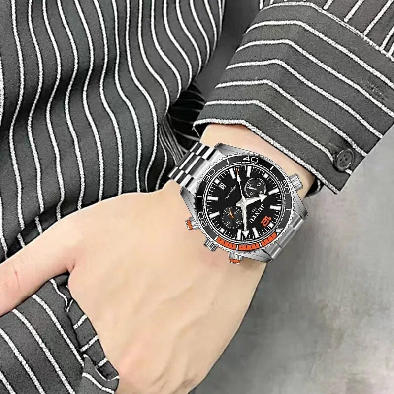 JUNYU prabangus vyriškas laikrodis, automatinio judesio dvigubas kalendorius, savaitgalio sporto laikrodžiai Laisvalaikio verslui vandeniui atsparus rankinis laikrodis