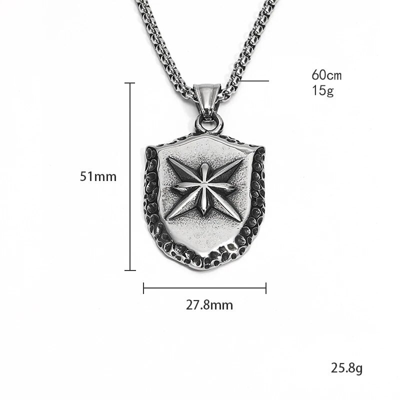 Κρεμαστό κολιέ ρετρό ανδρική ασπίδα για πανκ vintage καδένα από ανοξείδωτο ατσάλι για ανδρικό κοσμήματα μόδας Hiphop Casual