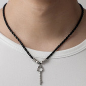 Punk meeste võtmega ripats kaelakee Hiphop roostevabast terasest nahast köis kaelakett meestele must vabaaja laheda trendiga moeehted