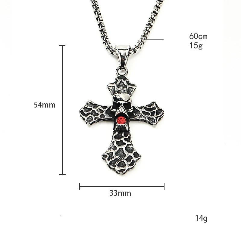 Retro vyrų gotikinis kaukolės kryžiaus pakabukas, punk vintažinis nerūdijančio plieno kaklo grandinėlė vyrams. Šaunūs gotikiniai papuošalai