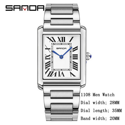 SANDA 2023 uus paarikell 30M veekindel vabaaja mood kvartskellad kulumiskindlast nahast rihmast ruudukujuline sihverplaadi disain Reloj