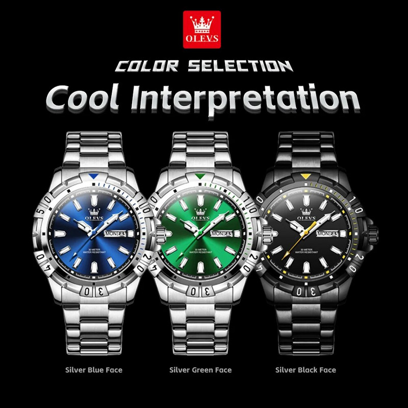 OLEVS meeste käekellad Tippbrändi klassikaline originaalne käekell meestele veekindel helendav roostevabast terasest kuupäev Nädal mood sukeldumistüüp