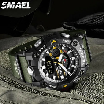SMAEL 50M Водоустойчив ръчен часовник Хронометър Аларма LED светлина Цифрови часовници Мъжки спортен часовник Военни часовници Мъжки часовник 8040