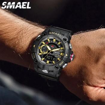 SMAEL 50M Водоустойчив ръчен часовник Хронометър Аларма LED светлина Цифрови часовници Мъжки спортен часовник Военни часовници Мъжки часовник 8040