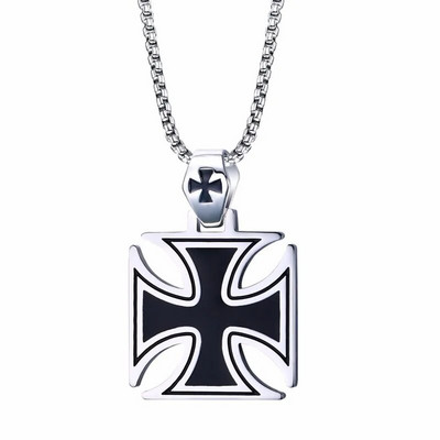 Colier Bărbați Cruce Roșie de Fier Cavaler Kinghts Pandantiv Templier Oțel inoxidabil Crusader Bijuterii masculine