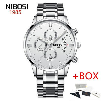 NIBOSI roostevabast terasest mustast kvartsist käekellad meeste käekellad parima kaubamärgiga luksuslikud kronograafiga käekellad meestele Relogio Masculino 2309