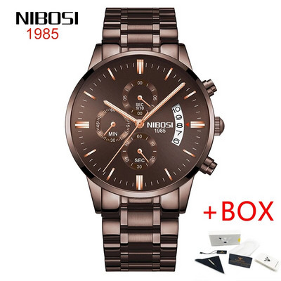 NIBOSI roostevabast terasest mustast kvartsist käekellad meeste käekellad parima kaubamärgiga luksuslikud kronograafiga käekellad meestele Relogio Masculino 2309