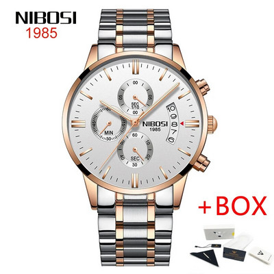 NIBOSI roostevabast terasest mustast kvartsist käekellad meeste käekellad parima kaubamärgiga luksuslikud kronograafiga käekellad meestele Relogio Masculino 2309