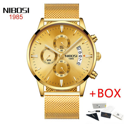 NIBOSI roostevabast terasest mustast kvartsist käekellad meeste käekellad parima kaubamärgiga luksuslikud kronograafiga käekellad meestele Relogio Masculino 2309