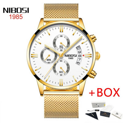 NIBOSI roostevabast terasest mustast kvartsist käekellad meeste käekellad parima kaubamärgiga luksuslikud kronograafiga käekellad meestele Relogio Masculino 2309