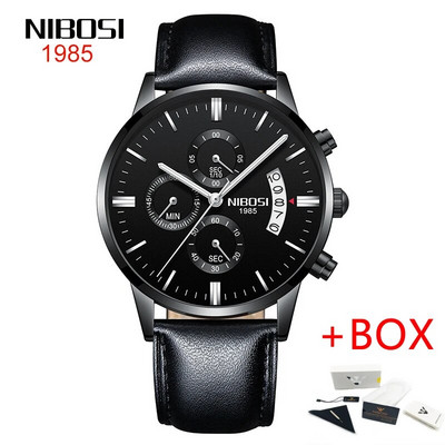 NIBOSI roostevabast terasest mustast kvartsist käekellad meeste käekellad parima kaubamärgiga luksuslikud kronograafiga käekellad meestele Relogio Masculino 2309