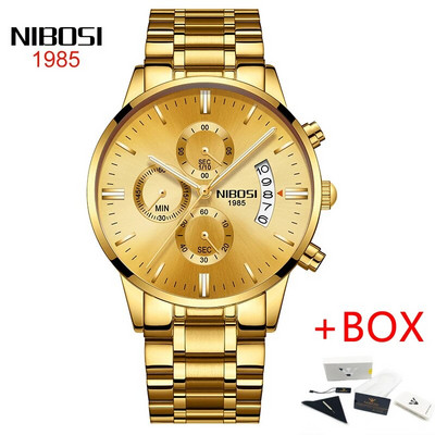 NIBOSI roostevabast terasest mustast kvartsist käekellad meeste käekellad parima kaubamärgiga luksuslikud kronograafiga käekellad meestele Relogio Masculino 2309