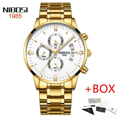 NIBOSI roostevabast terasest mustast kvartsist käekellad meeste käekellad parima kaubamärgiga luksuslikud kronograafiga käekellad meestele Relogio Masculino 2309