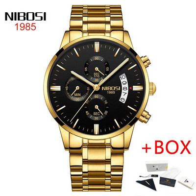 NIBOSI roostevabast terasest mustast kvartsist käekellad meeste käekellad parima kaubamärgiga luksuslikud kronograafiga käekellad meestele Relogio Masculino 2309