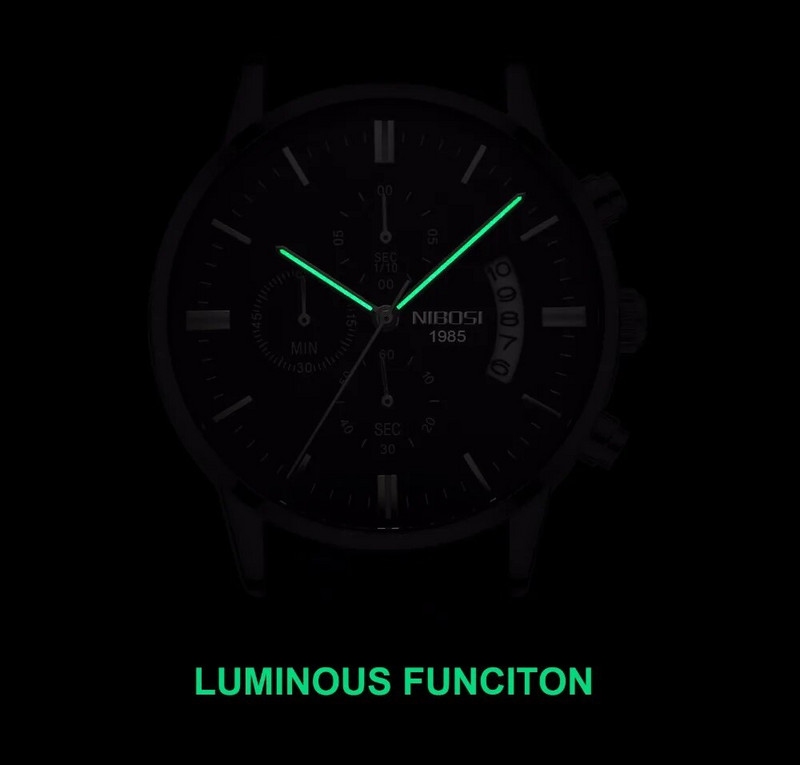 NIBOSI roostevabast terasest mustast kvartsist käekellad meeste käekellad parima kaubamärgiga luksuslikud kronograafiga käekellad meestele Relogio Masculino 2309