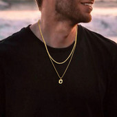 Stiilne must ruudukujuline meeste kaelakee, kullavärvi roostevabast terasest köis Kuuba kast Figaro nisukett kahekihiline kraega kingitused