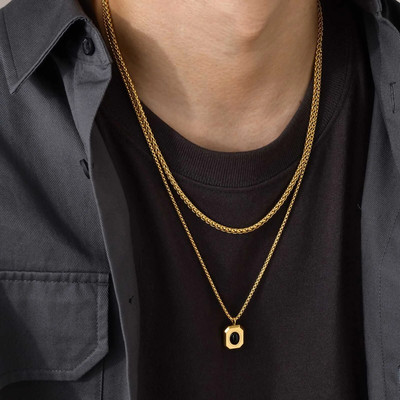 Stiilne must ruudukujuline meeste kaelakee, kullavärvi roostevabast terasest köis Kuuba kast Figaro nisukett kahekihiline kraega kingitused