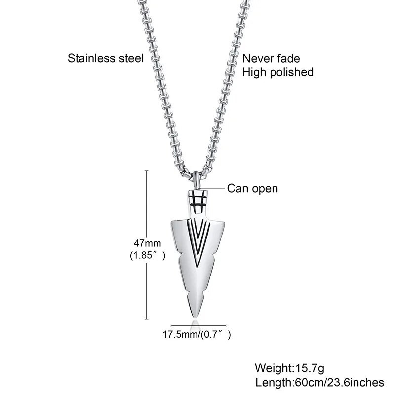 „Vnox“ vyriški „Arrowhead Kunai“ pirminiai urnos karoliai, „Rock Punk Spearhead“ pakabukų papuošalai, nerūdijančio plieno jubiliejaus dovana jam