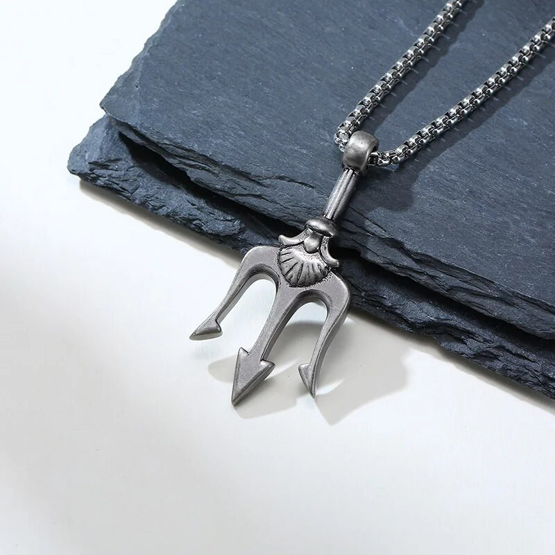 „Vnox“ stilingi „Neptūno“ pakabukai su trišakiu kaklo papuošalu vyrams, moterims, „Hip Hop“ nerūdijančio plieno Statement jūros karoliai „Rock Punk“ aksesuaras