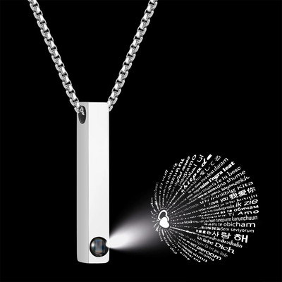 Vnox projekcinis karoliai su 100 kalbų aš tave myliu, madingi nerūdijančio plieno 3D juostos geometriniai pakabukai meilės pažado dovanų papuošalai