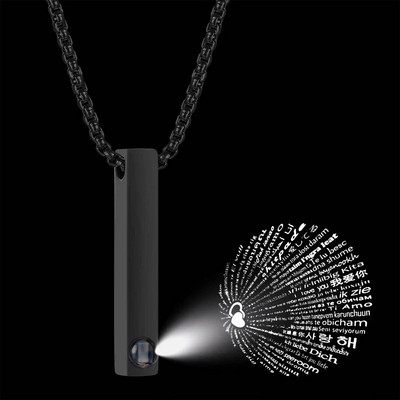 Vnox projekcinis karoliai su 100 kalbų aš tave myliu, madingi nerūdijančio plieno 3D juostos geometriniai pakabukai meilės pažado dovanų papuošalai