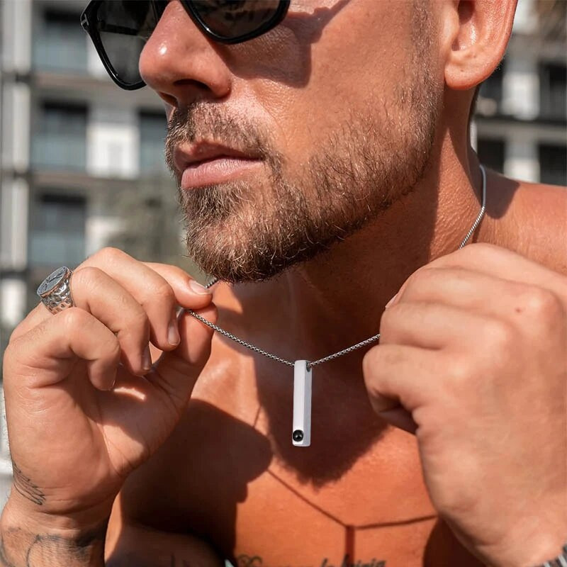 Vnox projekcinis karoliai su 100 kalbų aš tave myliu, madingi nerūdijančio plieno 3D juostos geometriniai pakabukai meilės pažado dovanų papuošalai