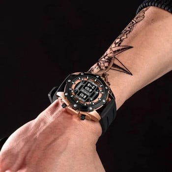 Мъжки ролков часовник Горна лента Моден кварцов ръчен часовник Ролков часовник Водоустойчива силиконова каишка Ежедневни мъжки спортни часовници