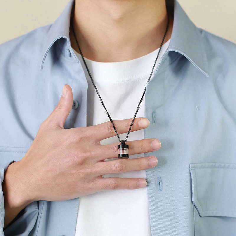 Vnox Hiina Lucky Cloud Urn kaelakee meestele, läbipaistvast klaasist parfüümiviaal, lemmikloomade vanemate tuhahoidja ripats, mälestuskrae