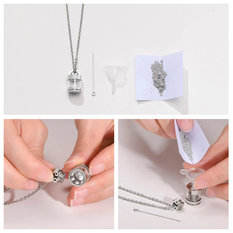 Vnox Hiina Lucky Cloud Urn kaelakee meestele, läbipaistvast klaasist parfüümiviaal, lemmikloomade vanemate tuhahoidja ripats, mälestuskrae